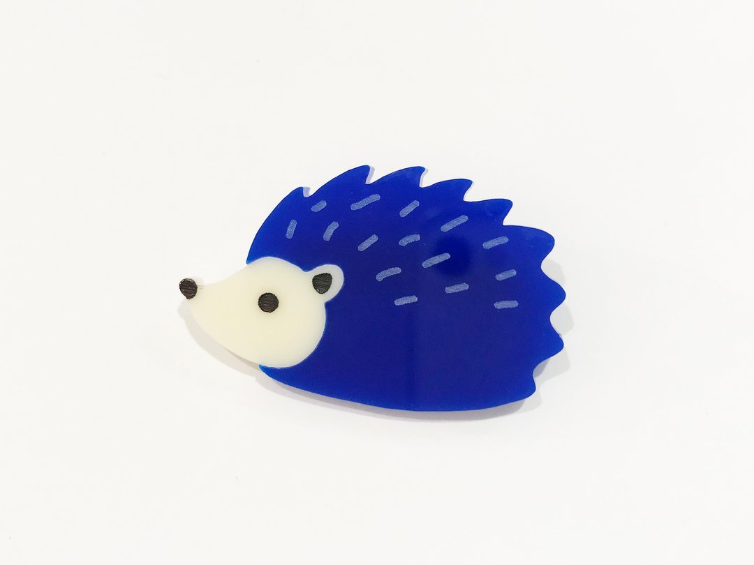Hedgehog's acrylic brooch "blue" - 胸针 - 压克力 蓝色