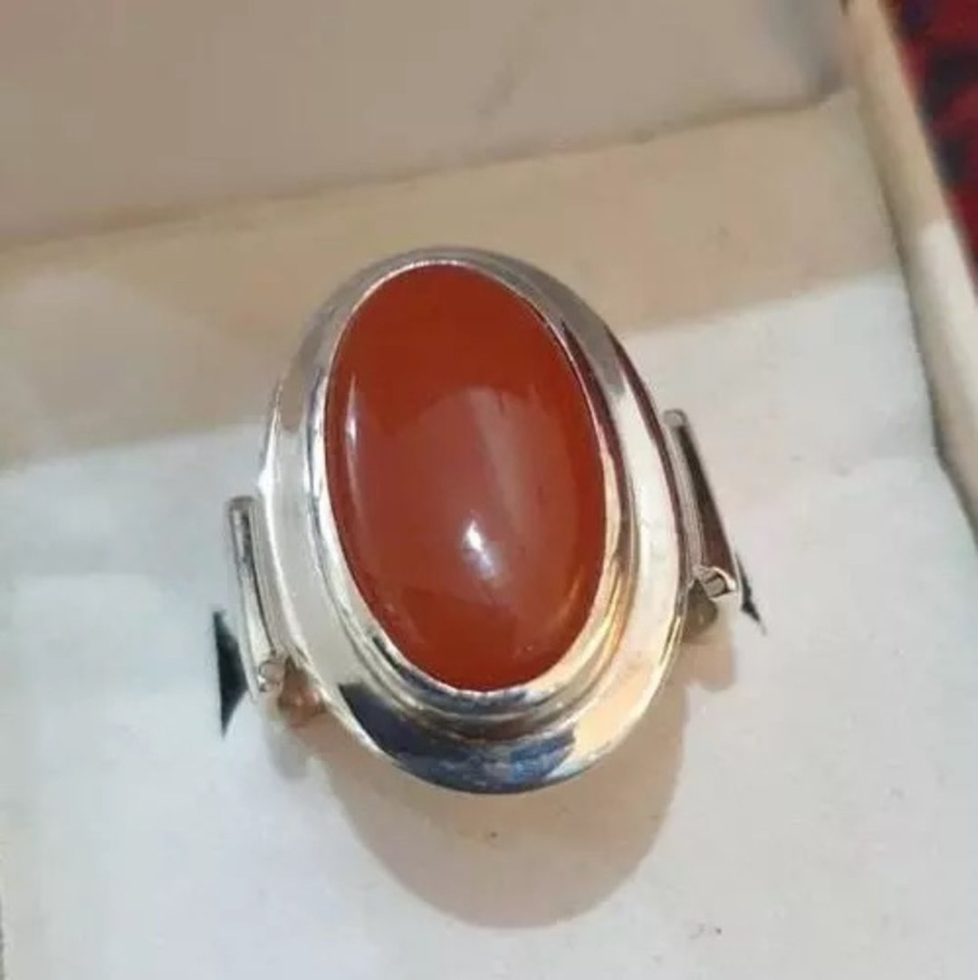 男款 aqeeq 戒指 纯银戒指 手工制作 戒指 aqiq 玛瑙 akik hakik 男款戒指 - 戒指 - 宝石 咖啡色
