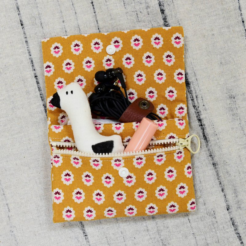 儿福联盟│暖暖黄小花零钱包 - 零钱包 - 棉．麻 橘色