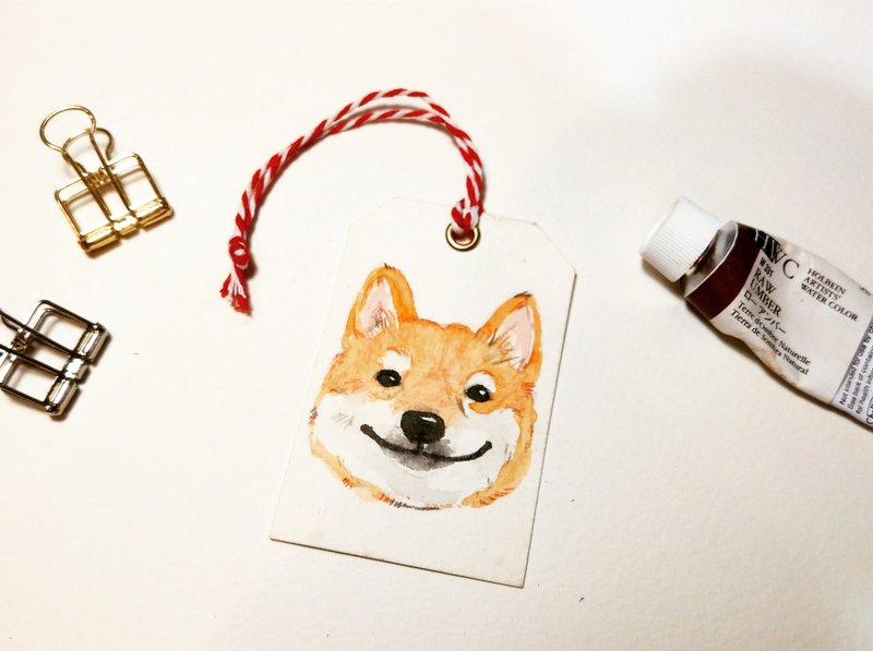 Xanbi 水彩手绘原稿手工书签/礼物卡/吊卡 (微笑阿柴） - 书签 - 纸 