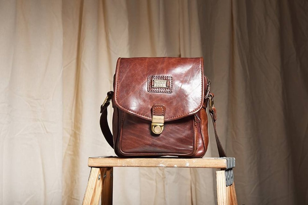 《Vintage MARCO POLO Bag》VBK 004 - 侧背包/斜挎包 - 真皮 咖啡色