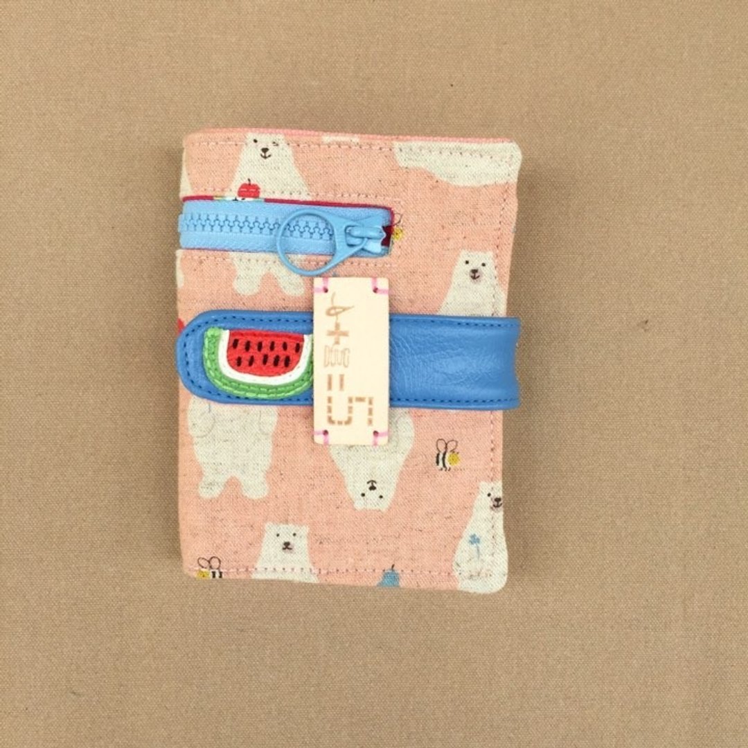 *草莓小熊吃西瓜 布短夹* - 皮夹/钱包 - 棉 粉红色