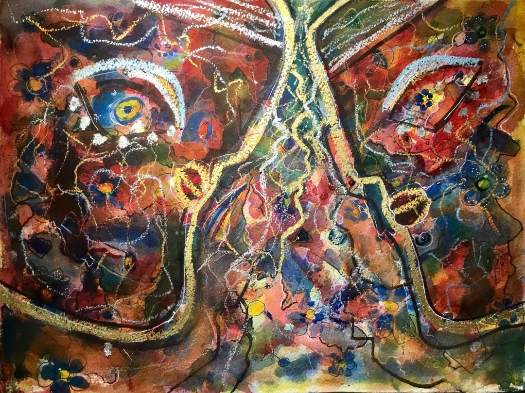 Original abstract watercolour mix media painting on heave watercolour paper . - 墙贴/壁贴 - 纸 红色