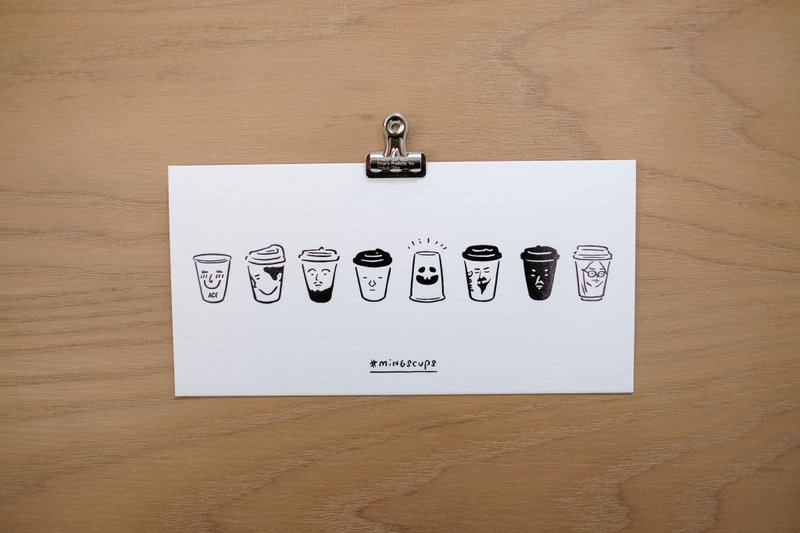 WHOSMiNG - 明信片 mingscups烫黑版 - 卡片/明信片 - 纸 白色