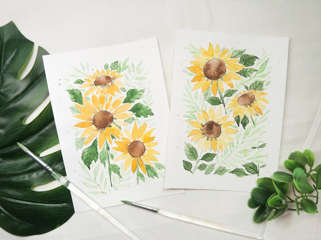 Yellow Sunflower Original Picture (Set) Watercolour painting - 其他 - 纸 黄色