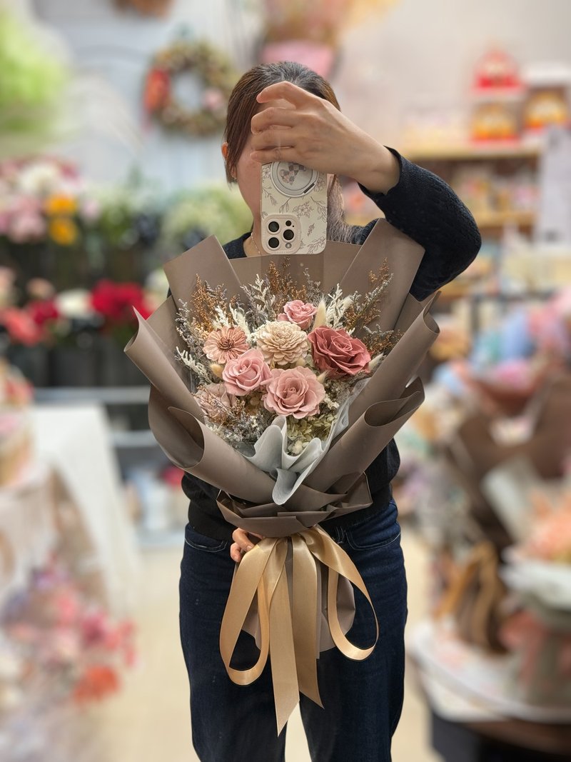 炭培奶茶香氛花束  永生花干燥花 - 干燥花/捧花 - 植物．花 