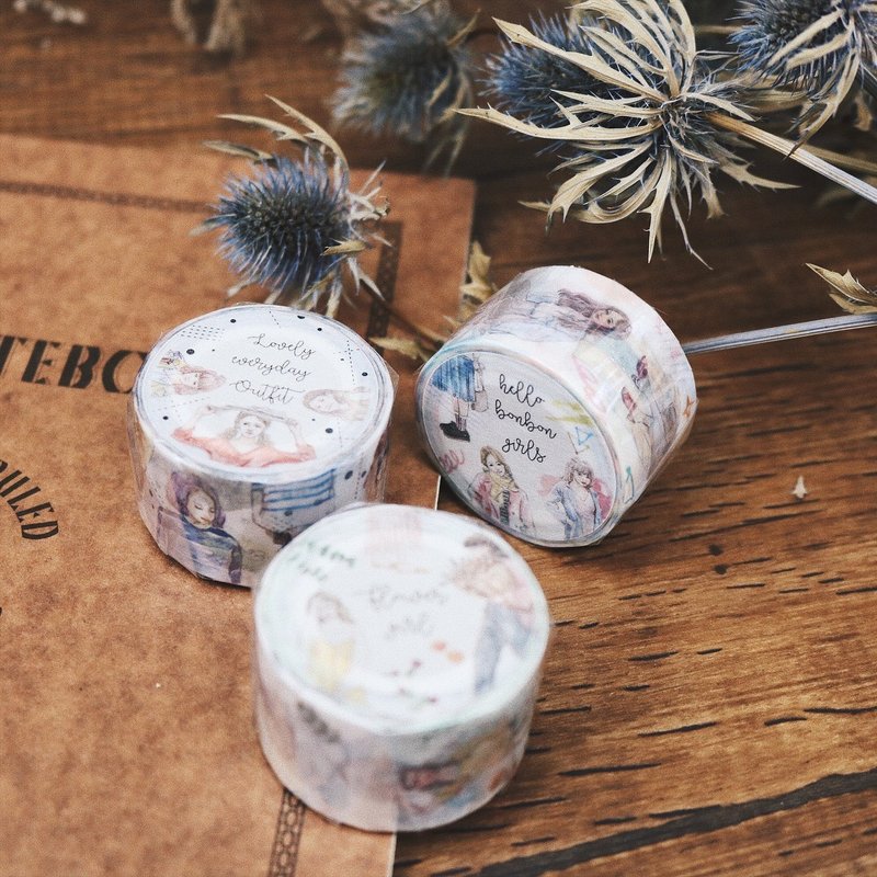 纸胶带 花草女孩/女孩玩穿搭/bon bon女孩 3入组合 - 纸胶带 - 纸 