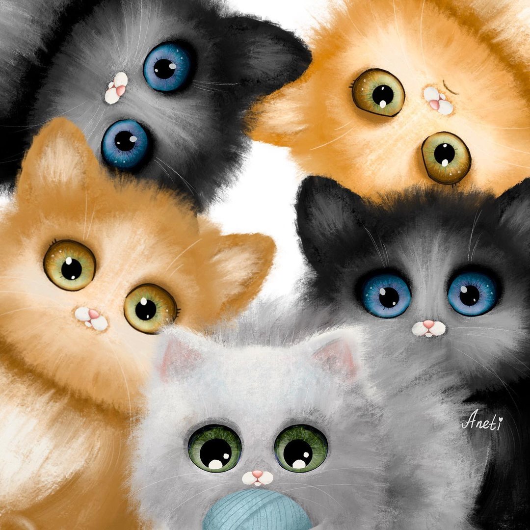 Cat clipart watercolor, Instant download for printing PNG file, Cute cats - 插画/绘画/写字 - 其他材质 银色
