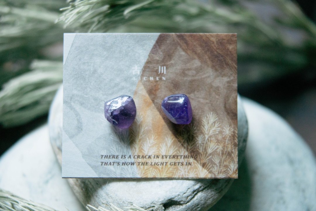 CRACK | 矿物系耳环 |  EARRINGS - 耳环/耳夹 - 玉石 紫色