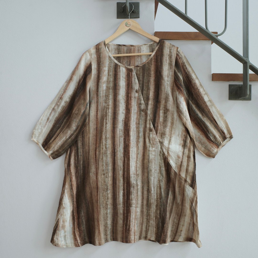 n a t u r e mini brown dress / natural dye / soft cotton - 洋装/连衣裙 - 棉 咖啡色