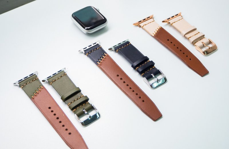//订制作品// 45 Degrees Series 手缝手工apple watch真皮表带 - 表带 - 真皮 绿色
