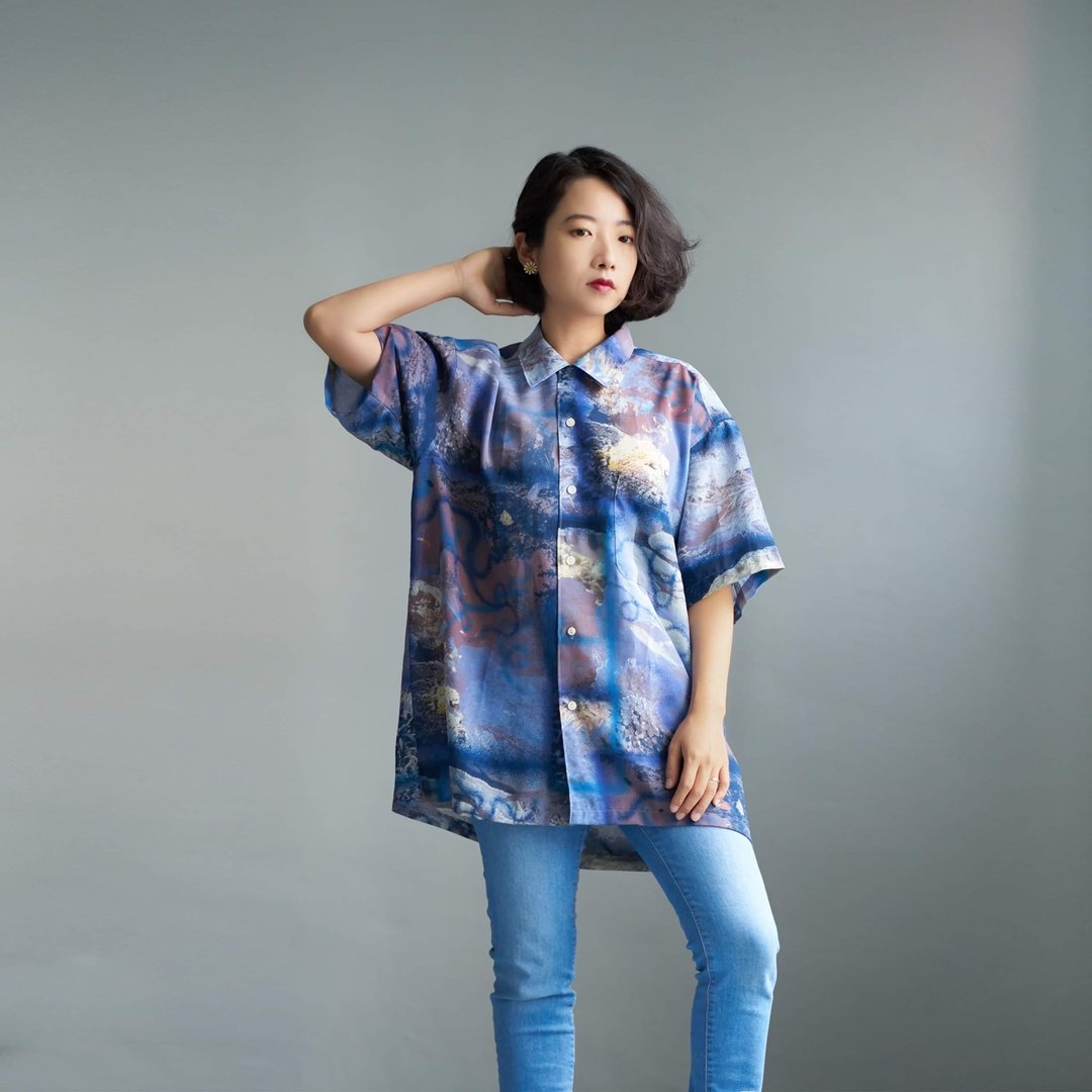 Perky wave /日本古着衬衫 - 女装上衣 - 聚酯纤维 
