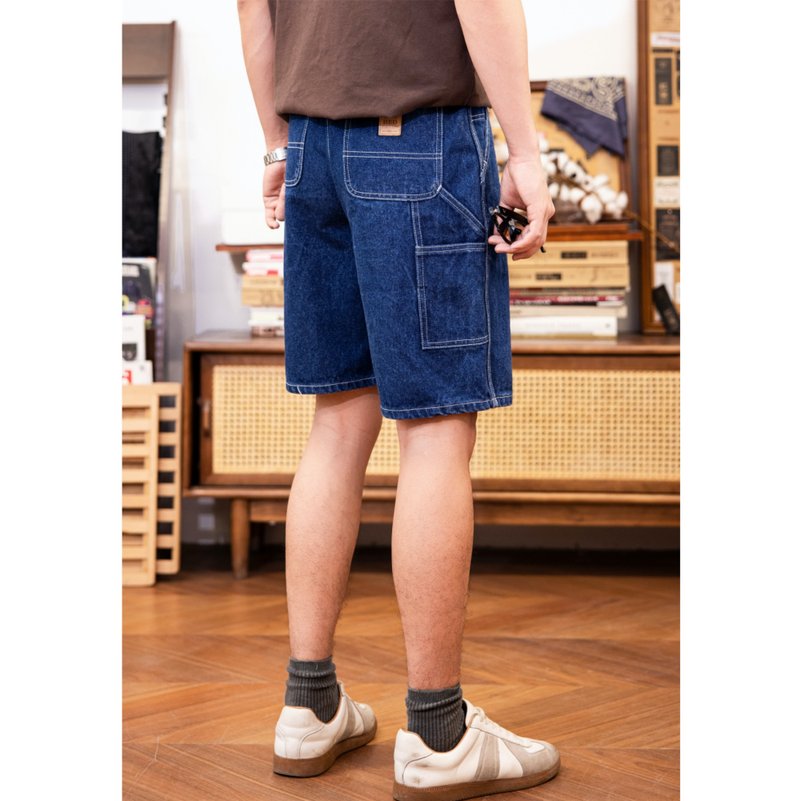 工装短裤 牛仔短裤 15oz B25 B147五分裤 伐木裤 丹宁 夏天着用 - 男士短裤 - 棉．麻 蓝色