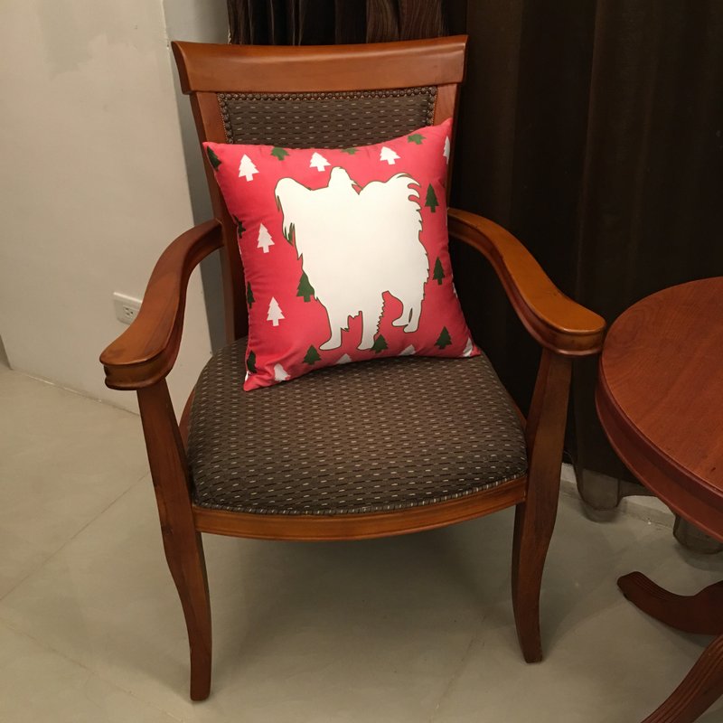 蝴蝶犬圣诞节抱枕 - 枕头/抱枕 - 聚酯纤维 