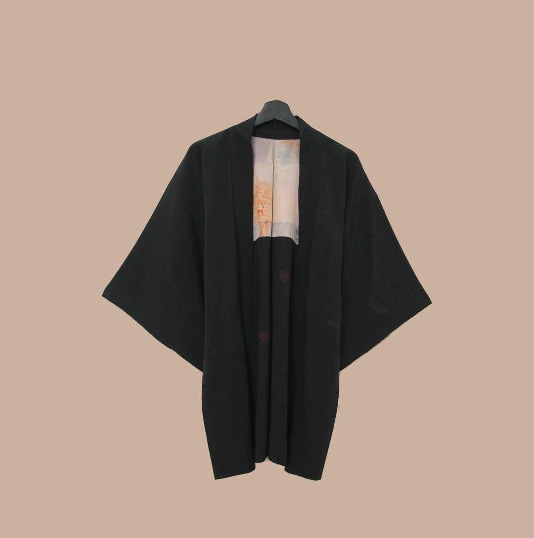 Back to Green-日本带回羽织小金葱刺绣图腾kb-06/vintage kimono - 女装休闲/机能外套 - 丝．绢 