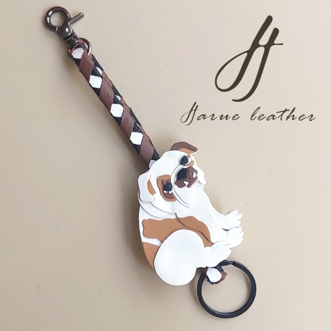 Customized BullDog Leather Lanyard With Chain - 吊饰 - 真皮 
