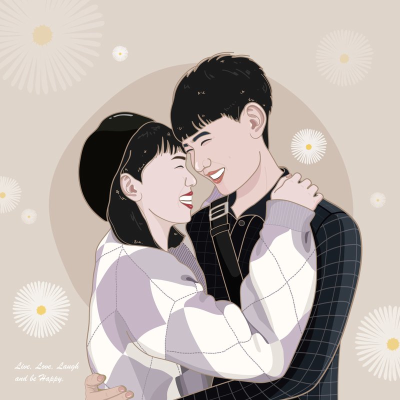 |半身| 定制绘图-似颜绘-人像插画-结婚-纪念 - 电子手绘真人画像/绘画/插画 - 其他材质 