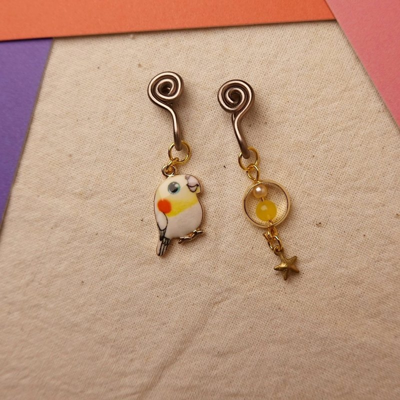 要放饭饭了 不对称无痛耳夹 / 鸡尾 - 耳环/耳夹 - 其他金属 