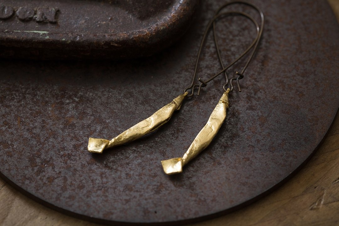 Origamini 小折学 手工 钓鱼耳环 黄铜  Fishing Earrings Brass - 耳环/耳夹 - 其他金属 金色