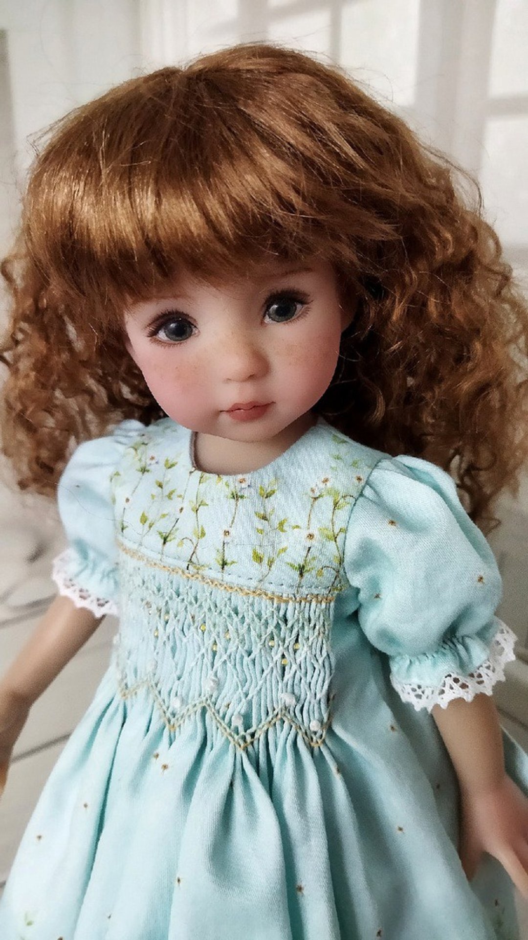 Smocked dress with embroidery for Little Darling and Paola Reina dolls - 玩偶/公仔 - 棉 多色