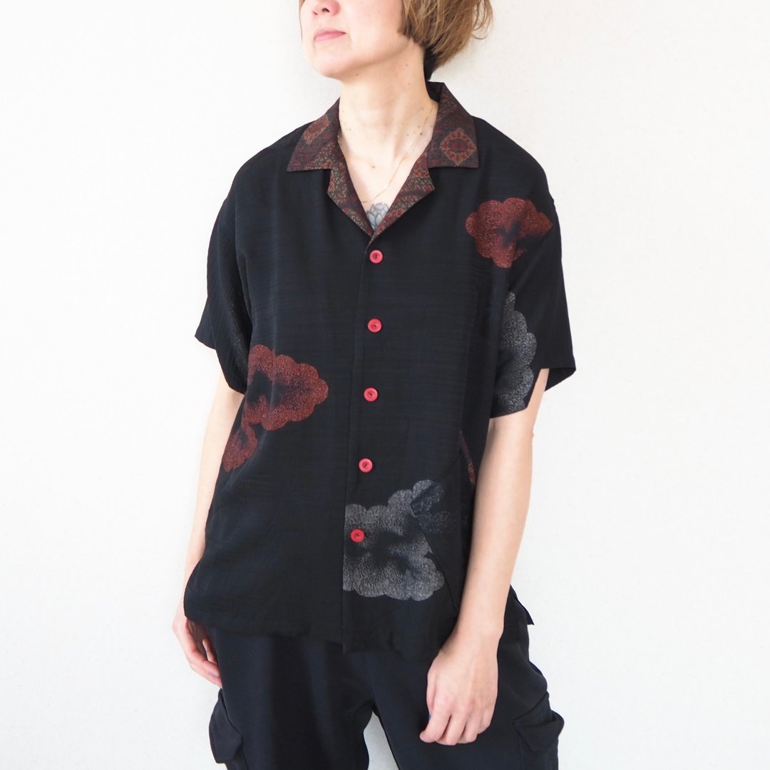 【日本制造】UMUI BLACK LABEL、和服衬衫、独一无二、开领衬衫 - 女装衬衫 - 丝．绢 