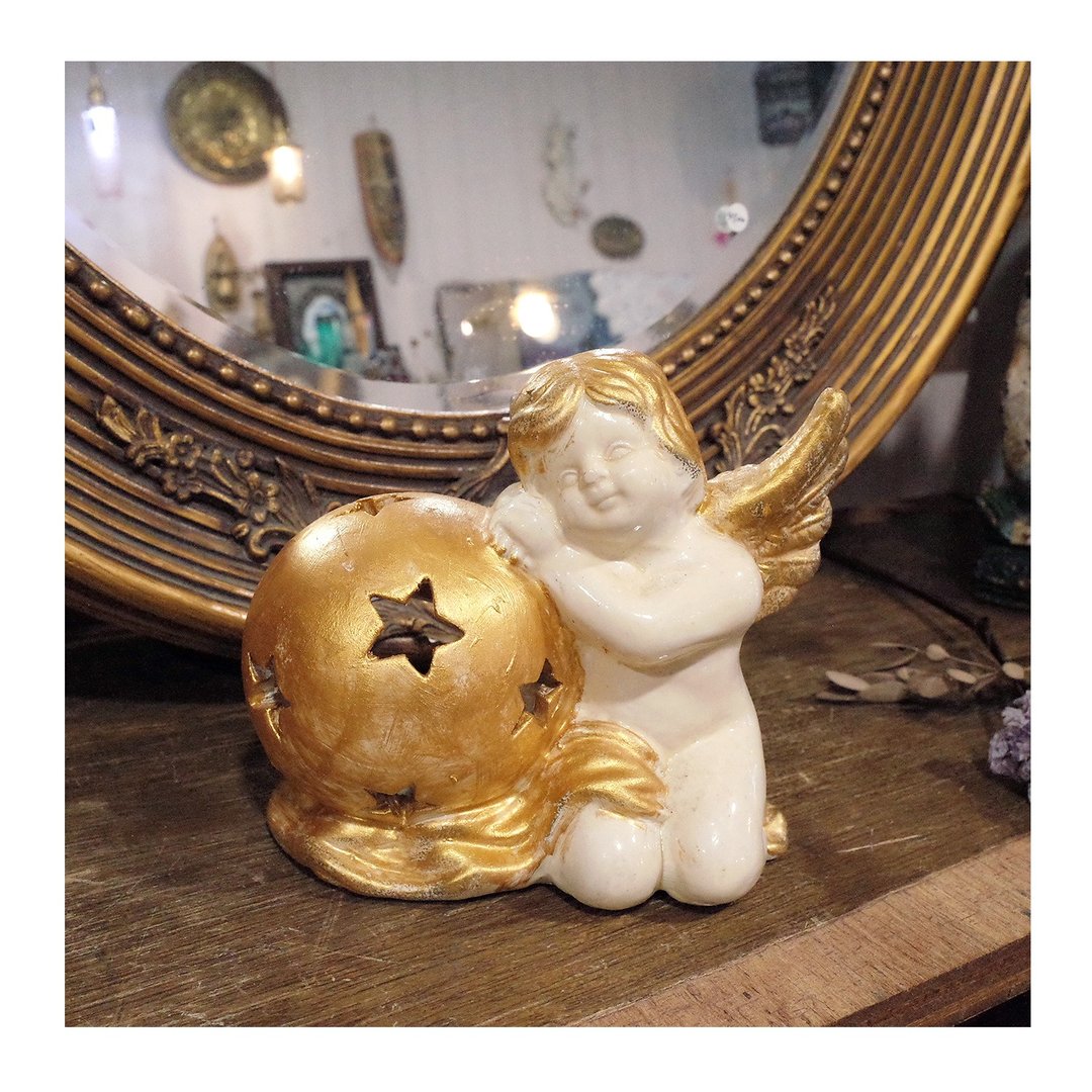 欧洲老件。陶瓷小天使摆件.星形篓空烛台。小瑕优惠#收藏品 - 摆饰 - 陶 
