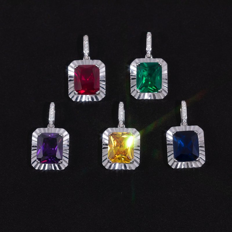 Wbj五色祖母绿切割宝石光圈吊坠 - 项链 - 宝石 多色