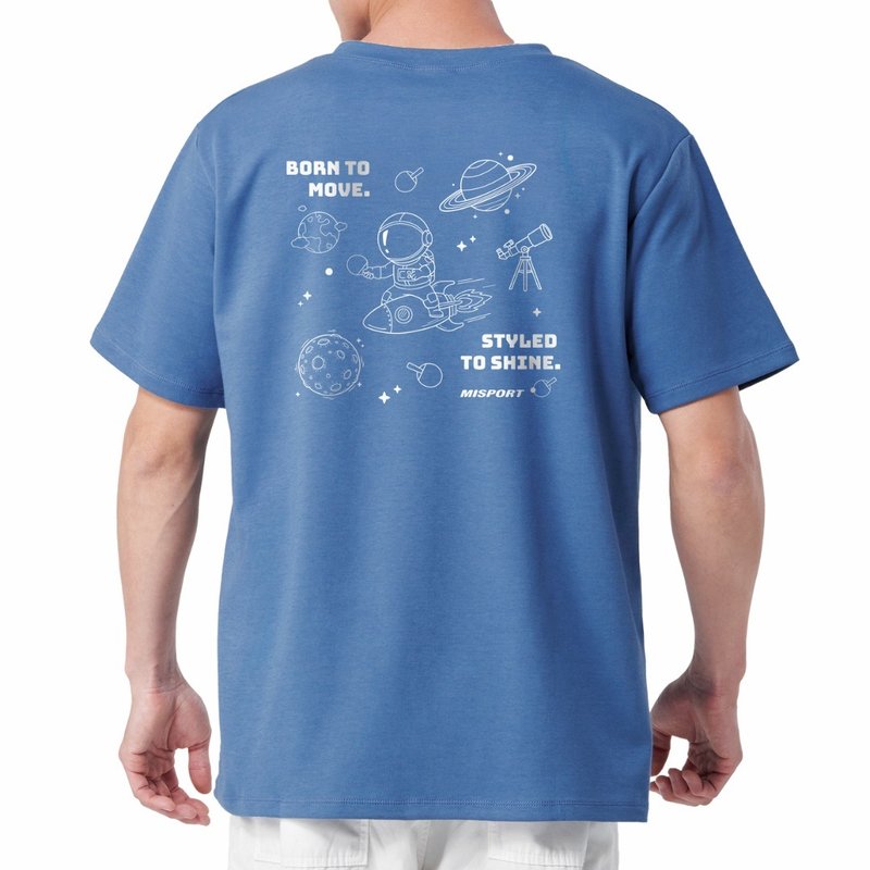 立体机能棉T-运动太空人-大星际线条背图款-桌球 机能服 MIT - 男装运动衣 - 聚酯纤维 黑色