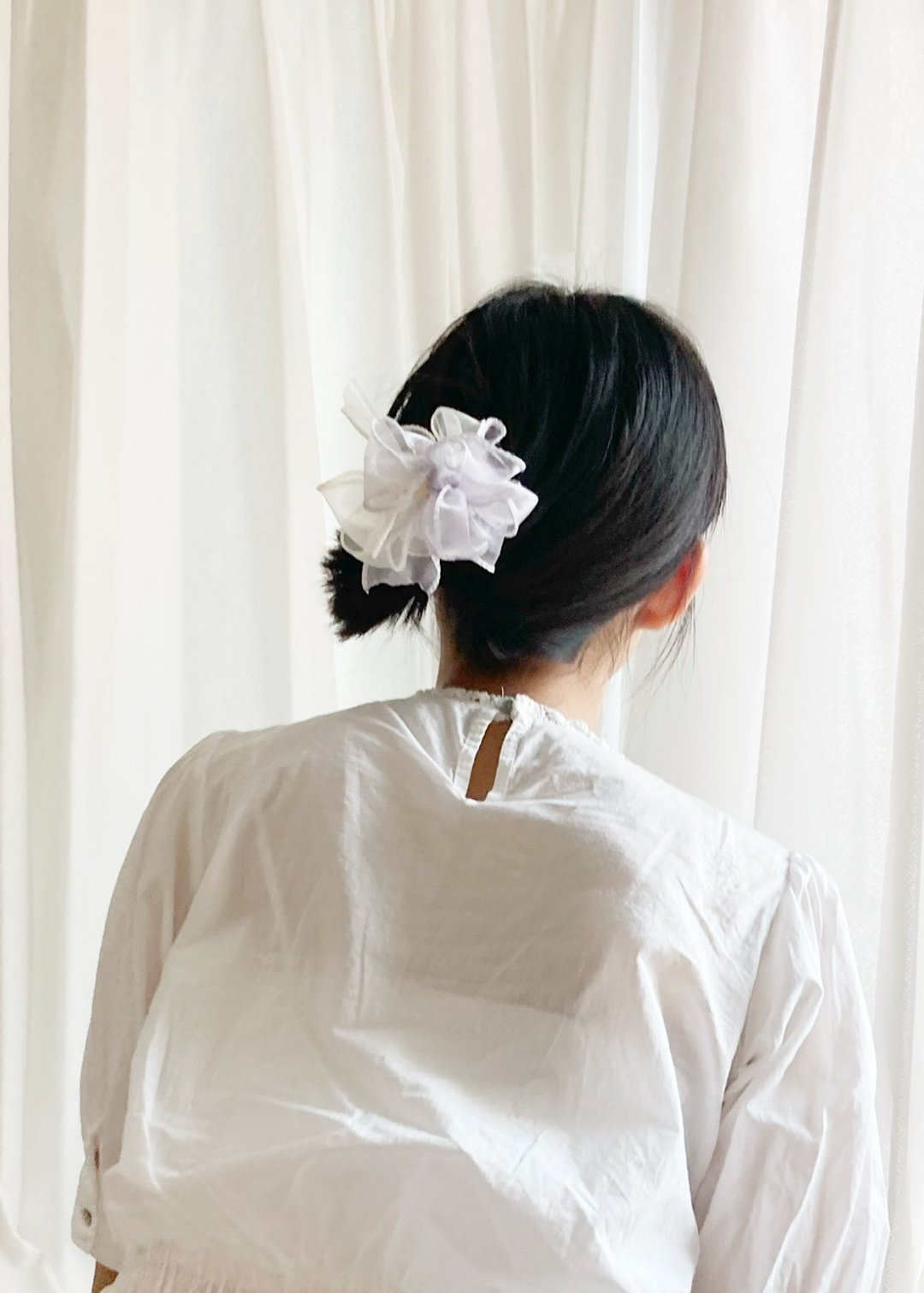 【原创 手工 】米白色 白色 花型 珍珠吊咀 发髻 - 发饰 - 其他人造纤维 白色
