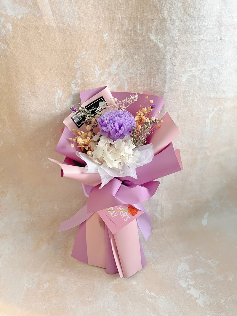 只限香港 母亲节花束系列 小心意 紫色 康乃馨 永生花 保鲜花 - 干燥花/捧花 - 植物．花 紫色