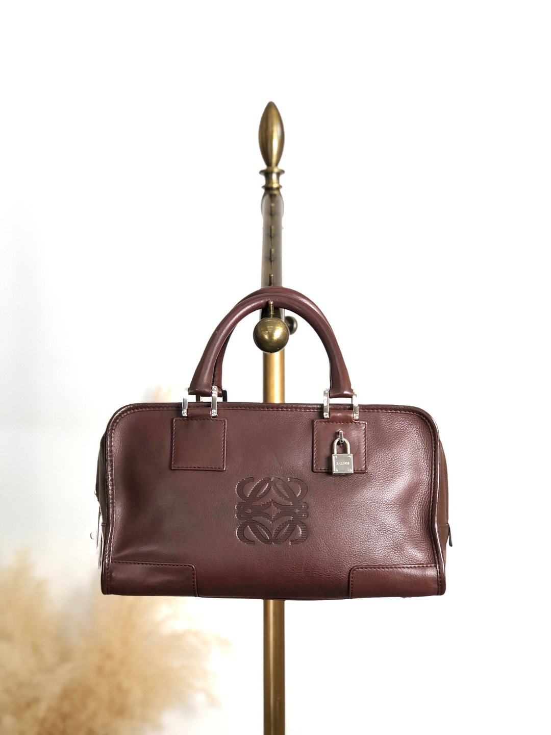 【日本直送 名牌中古包】LOEWE 罗威 Amazona 28 手提包 棕色 Anagram 皮革 迷你波士顿包 vintage (管理编号：j32ajs) - 手提包/手提袋 - 真皮 咖啡色