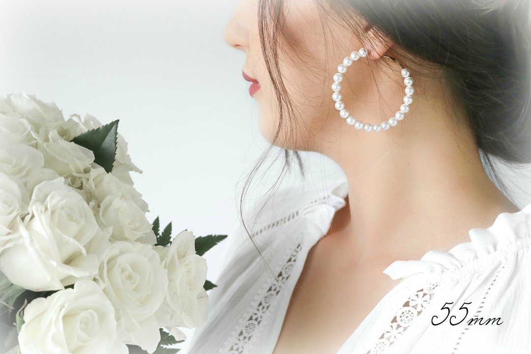 婚嫁幸福团圆珍珠耳环 - 耳环/耳夹 - 珍珠 白色