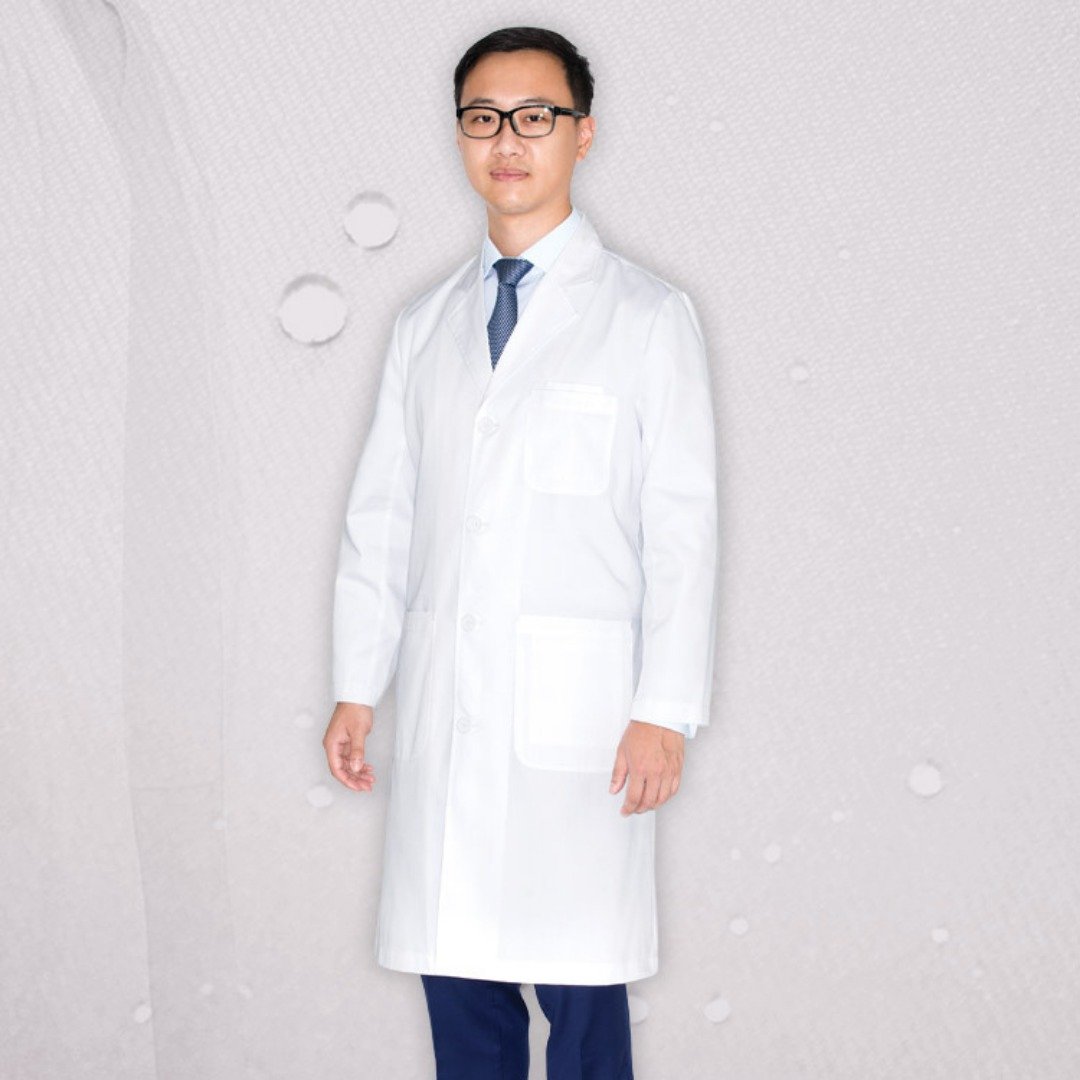 纳米抗菌医疗级制服医生袍中医袍白袍实验室袍医科生男 - 男装外套 - 聚酯纤维 白色