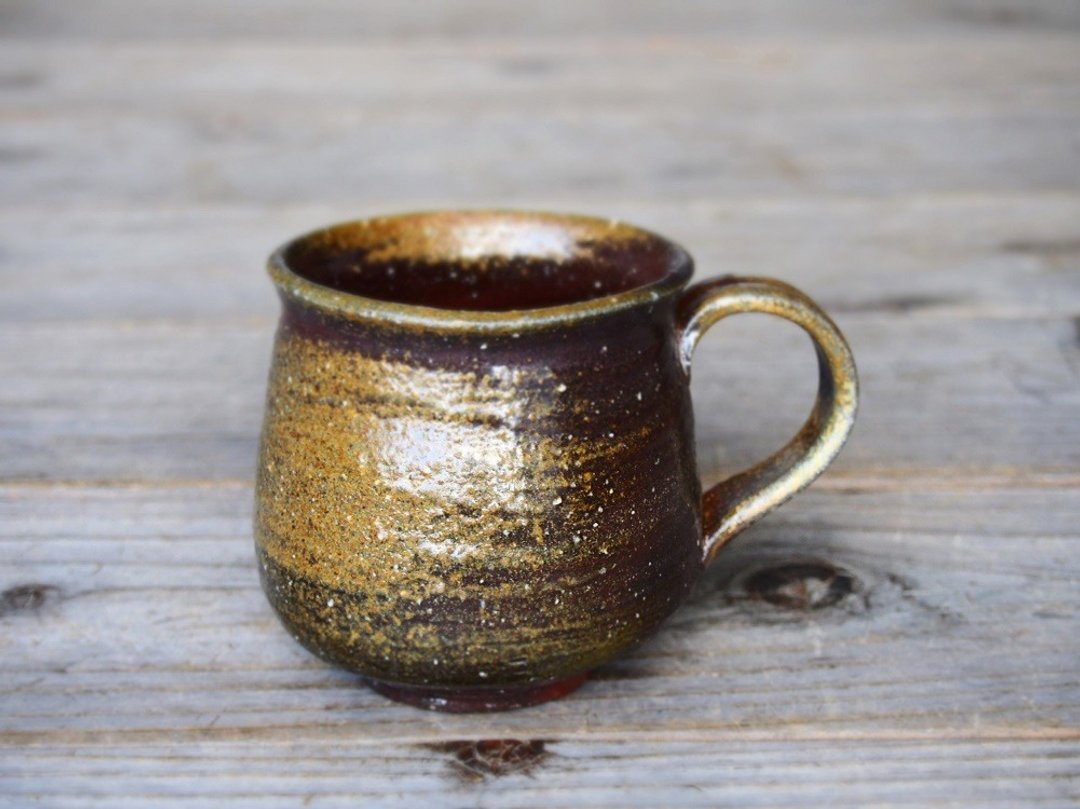 Bizen coffee cup (middle) Rocho eye c 6 - 027 - 咖啡杯/马克杯 - 陶 咖啡色