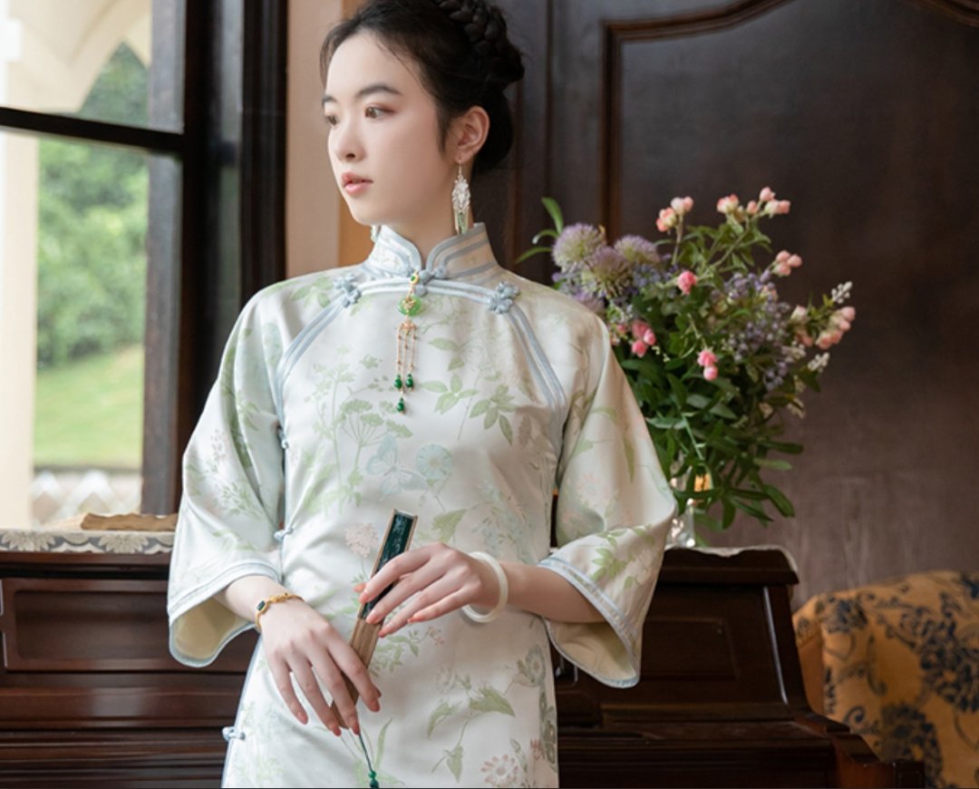 犹春绿  新中式復古 高端织锦美龄绝美古法旗袍 - 旗袍 - 其他材质 绿色