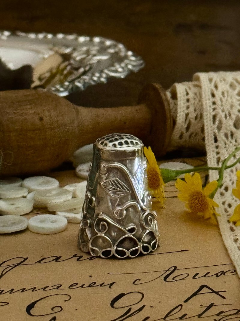 50307-绝美古董纯银顶针 - 编织/刺绣/羊毛毡/裁缝 - 纯银 