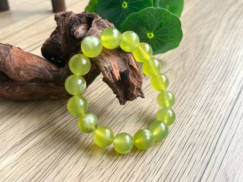 【一物一图】天然12mm岫玉 青提奶盖手链 - 手链/手环 - 玉石 绿色