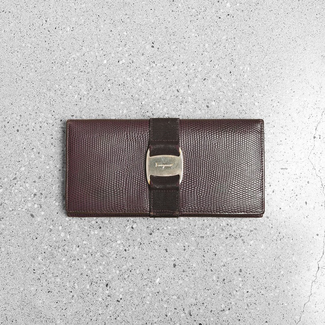 Ferragamo 古董长夹 / Vintage 古着 - 皮夹/钱包 - 真皮 紫色