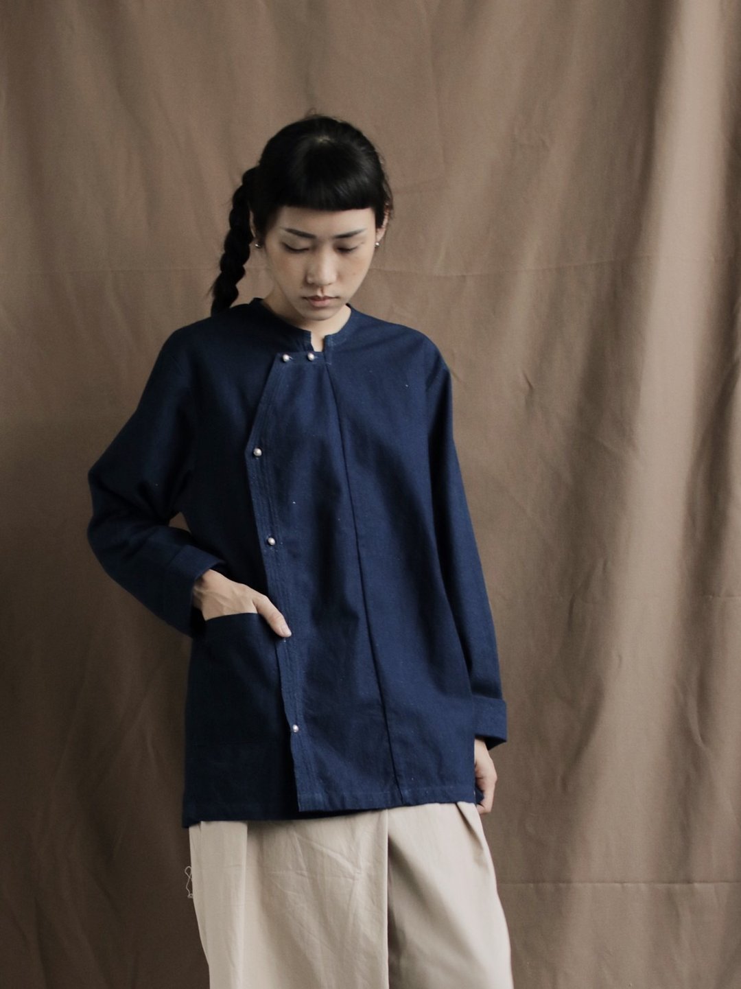 Omake Original / shiki pants - 中性连帽卫衣/T 恤 - 棉 蓝色