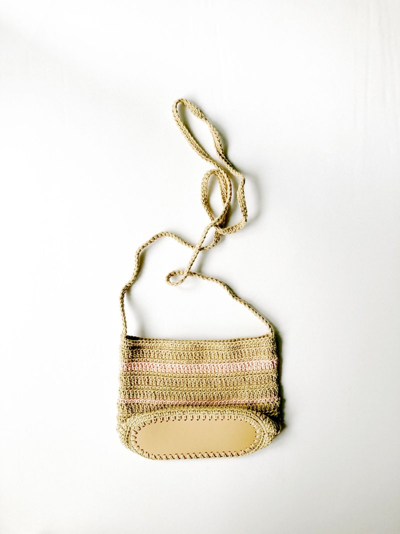 【现货】随身包 wood + salmon pink【选我选我不用等喔】 - 侧背包/斜挎包 - 棉．麻 卡其色