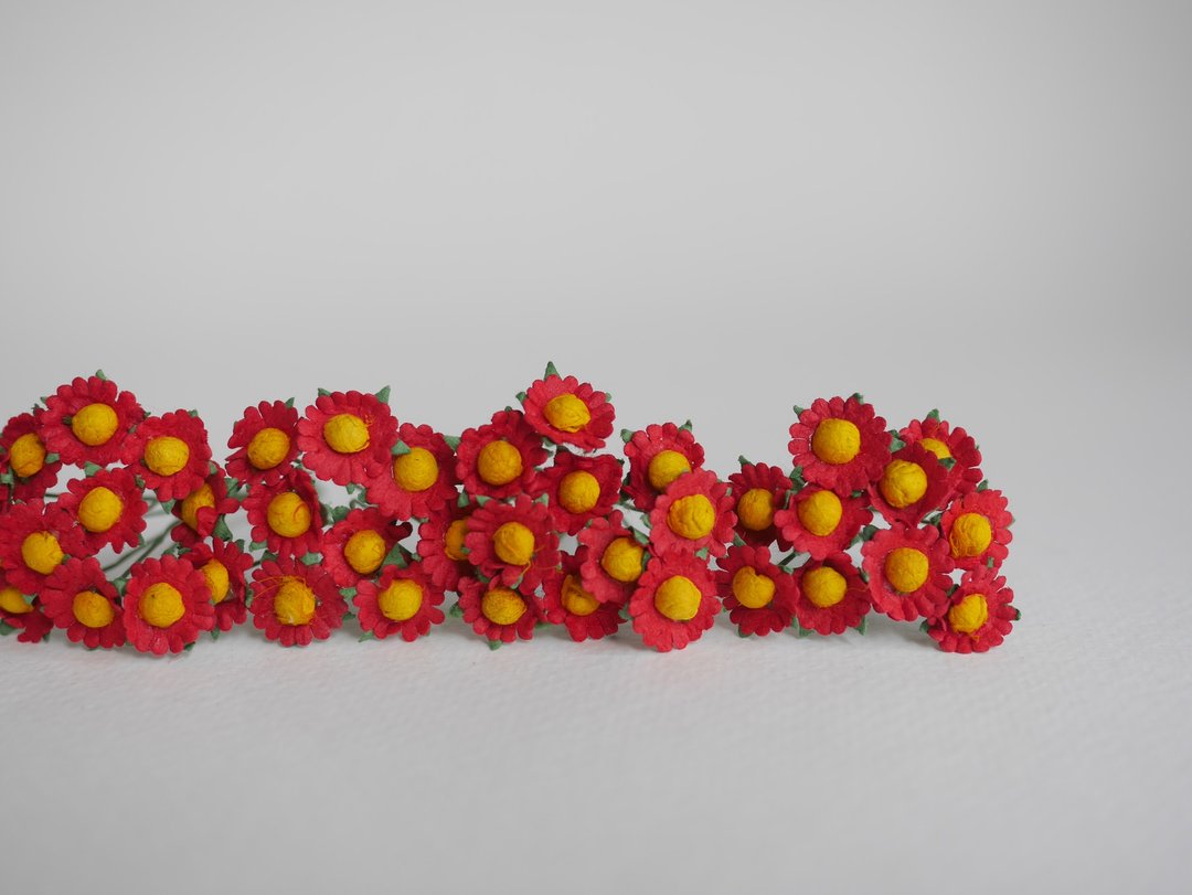 纸花，100 片 DIY 小雏菊花，尺寸 0.8 厘米，红色 - 其他 - 纸 红色