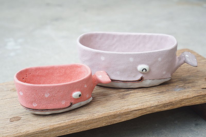 Whale pot , Whale plant pot , Handmade ceramics , pottery - 花瓶/陶器 - 陶 粉红色
