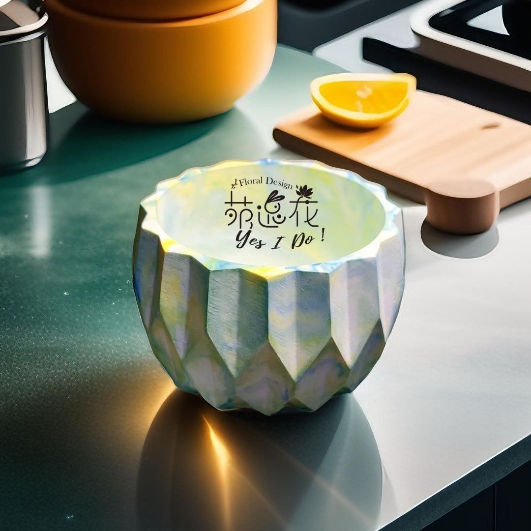 多棱形渲染水泥圆盆 花器 - 植栽/盆栽 - 水泥 多色