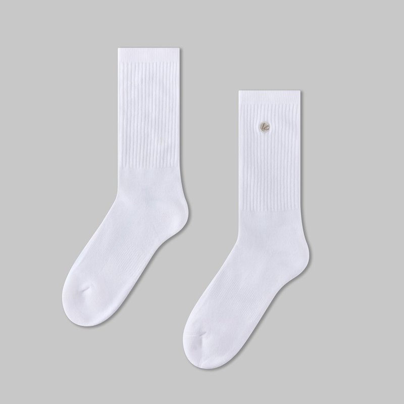 素白纯棉中筒袜∣高品质精梳棉∣原创袜子∣男女同款 - 袜子 - 棉．麻 