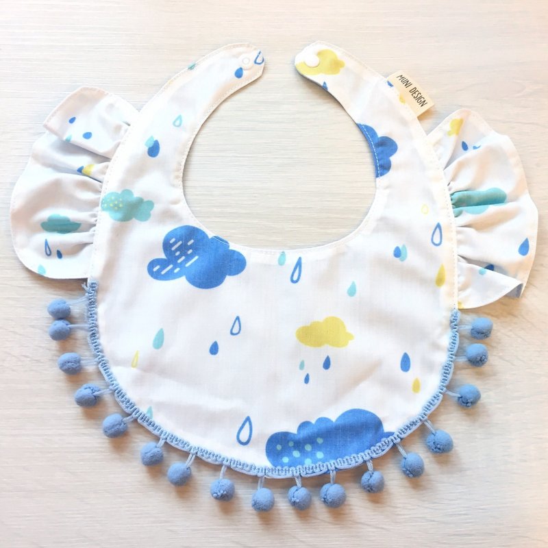 荷叶围兜(下雨云朵) - 围嘴/口水巾 - 棉．麻 