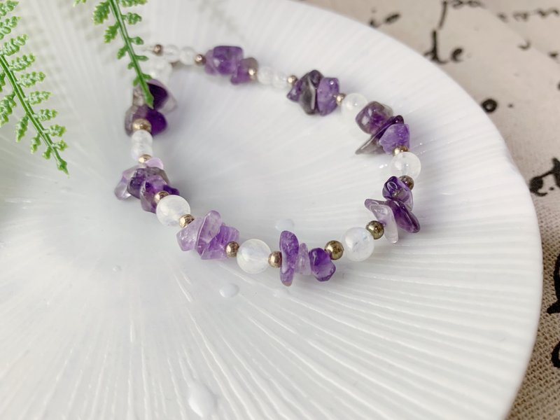 MH纯银天然石_粉蝶花_紫水晶 - 手链/手环 - 水晶 紫色