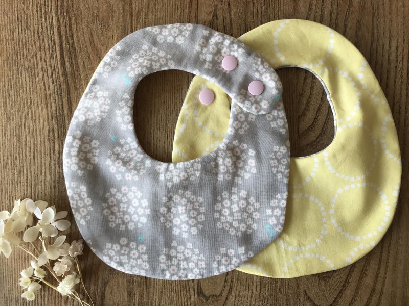 tout rond / reversible bib (circle flower-gray) - 围嘴/口水巾 - 棉 灰色