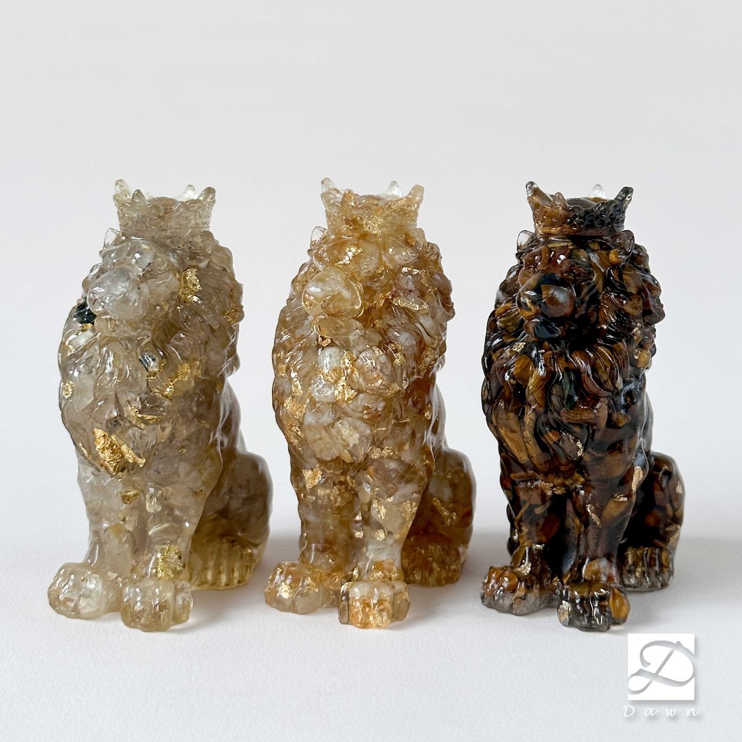 水晶 狮子王 L号 | 天然石摆饰| 狮子座生日礼物 |黄水晶 虎眼石 - 摆饰 - 水晶 多色