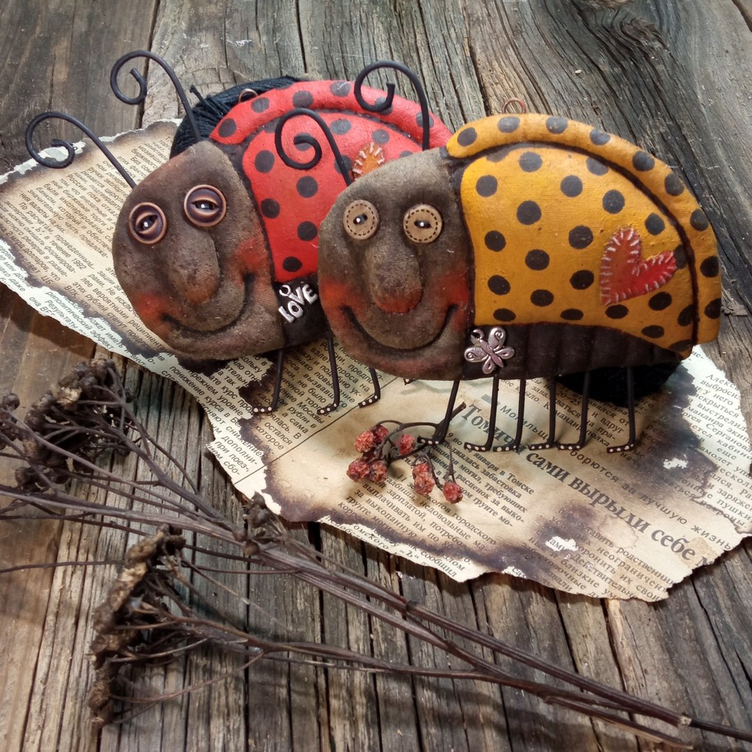 Set: two ladybugs! - 墙贴/壁贴 - 棉．麻 红色