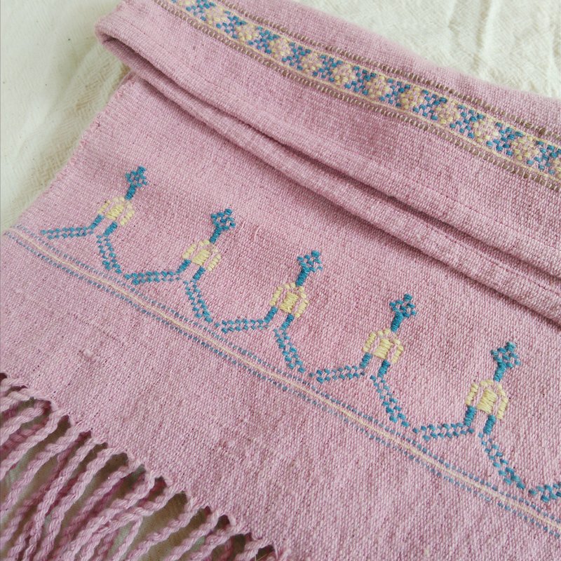 Plant dyeing & hand-woven blanket / Pink / From baby to adult / For baby gifts - 被子/毛毯 - 棉 粉红色